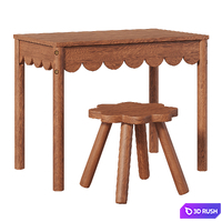 H&amp;M Children's scallop-edge desk and stool 3D Model Corona