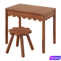 H&amp;M Children's scallop-edge desk and stool 3D Model Corona