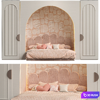 Kids Bedroom Pink 3D Model Vray, Corona