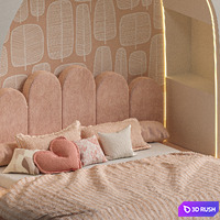 Kids Bedroom Pink 3D Model Vray, Corona