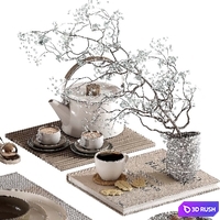 Tableware setting N031 3D Model Vray, Corona
