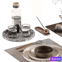 Tableware setting N031 3D Model Vray, Corona