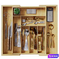 Pipishell Bamboo Expandable Drawer Organizer 3D Model Corona