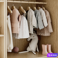 Wardrobe with filling for a child's girl 3D Model Corona