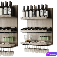 Decorative set of wine and glasses 3D Model Corona