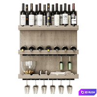 Decorative set of wine and glasses 3D Model Corona