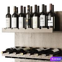 Decorative set of wine and glasses 3D Model Corona