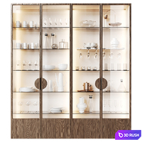 Glass cupboard for dishes in the kitchen and living room 3D Model Vray, Corona