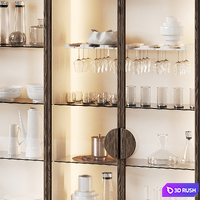 Glass cupboard for dishes in the kitchen and living room 3D Model Vray, Corona