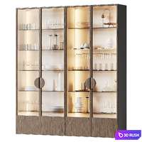 Glass cupboard for dishes in the kitchen and living room 3D Model Vray, Corona
