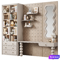 Childrens open wardrobe with desk, modular, modern, 25