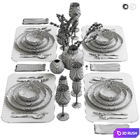 Table setting 44 3D Model Vray, Corona