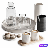 Tableware set 15 3D Model Vray, Corona