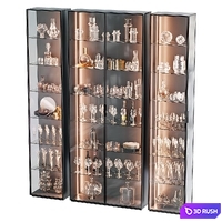 Wine cabinet display case with dishes and glasses. Set 27