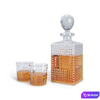 Decanter and glasses 3D Model Vray