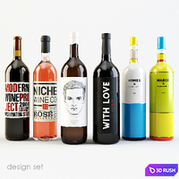 Bottles of wine | Design 3D Model Vray
