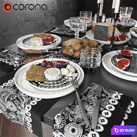 Table setting 3D Model Corona