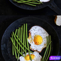 Scrambled eggs with asparagus 3D Model Corona