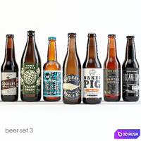 Bottles of beer 3 3D Model Vray, Corona