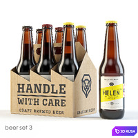 Bottles of beer 3 3D Model Vray, Corona