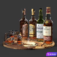 Set of bottles 03 3D Model Vray