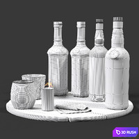 Set of bottles 03 3D Model Vray