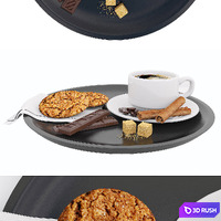 Coffee &amp; Cookies 3D Model Vray, Corona