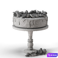 Cake with Strawberries and Oreo 3D Model Vray
