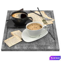 Coffee cup 02 3D Model Vray, Corona