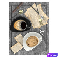 Coffee cup 02 3D Model Vray, Corona
