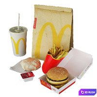 McDonalds Meal 3D Model Vray, Corona
