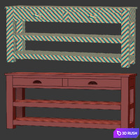 Morgan wooden console 3D Model Vray, Corona