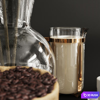 Coffee Table Decor 3D Model Vray, Corona