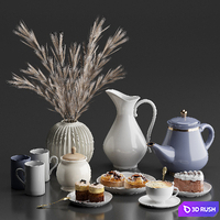 Cake Decor with dry plant 3D Model Corona