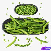 Plates with green peas 3D Model Vray