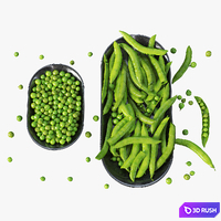 Plates with green peas 3D Model Vray