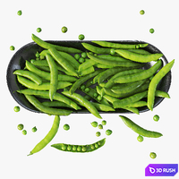 Plates with green peas 3D Model Vray