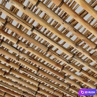 Ceiling bamboo crooked branch low n8 3D Model Vray, Corona
