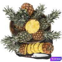Bowl of pineapples 3D Model Vray, Corona