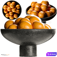 Crate &amp; Barrel - Riki Black Footed Bowl with Oranges 3D Model Corona