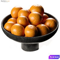 Crate &amp; Barrel - Riki Black Footed Bowl with Oranges 3D Model Corona