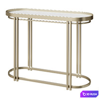 Samantha Champagne Silver Oval Antique Mirror Top Sofa Table Console 3D Model Corona