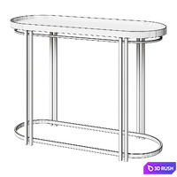 Samantha Champagne Silver Oval Antique Mirror Top Sofa Table Console 3D Model Corona