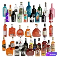 Bottles Vol 3 (40 Bottles:Gins,Rum,Congac) 3D Model Vray, Corona