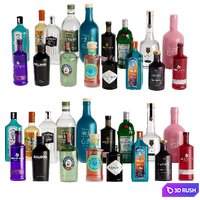 Bottles Vol 3 (40 Bottles:Gins,Rum,Congac) 3D Model Vray, Corona