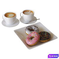 Coffee and donuts 03 3D Model Vray, Corona