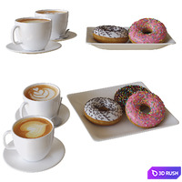 Coffee and donuts 03 3D Model Vray, Corona