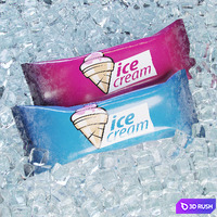 Ice cream in ice cubes 3D Model Corona