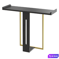 Narrow hallway console table, black solid wood and gold metal, small size 3D Model Corona