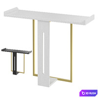 Narrow hallway console table, black solid wood and gold metal, small size 3D Model Corona